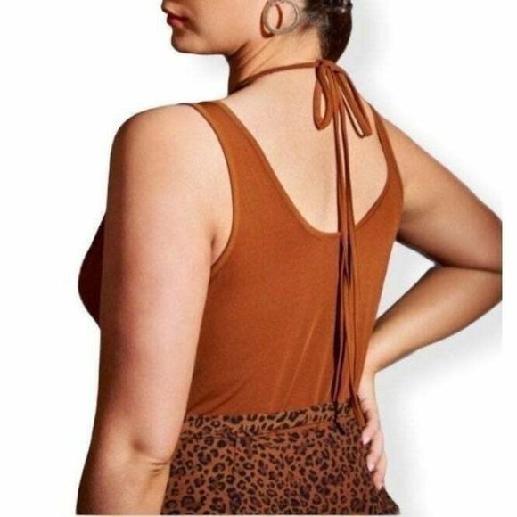 New without Tags 2X Women's Plus Size O-ring Strappy Deep V Neck Bodysuit - Picture 5 of 5